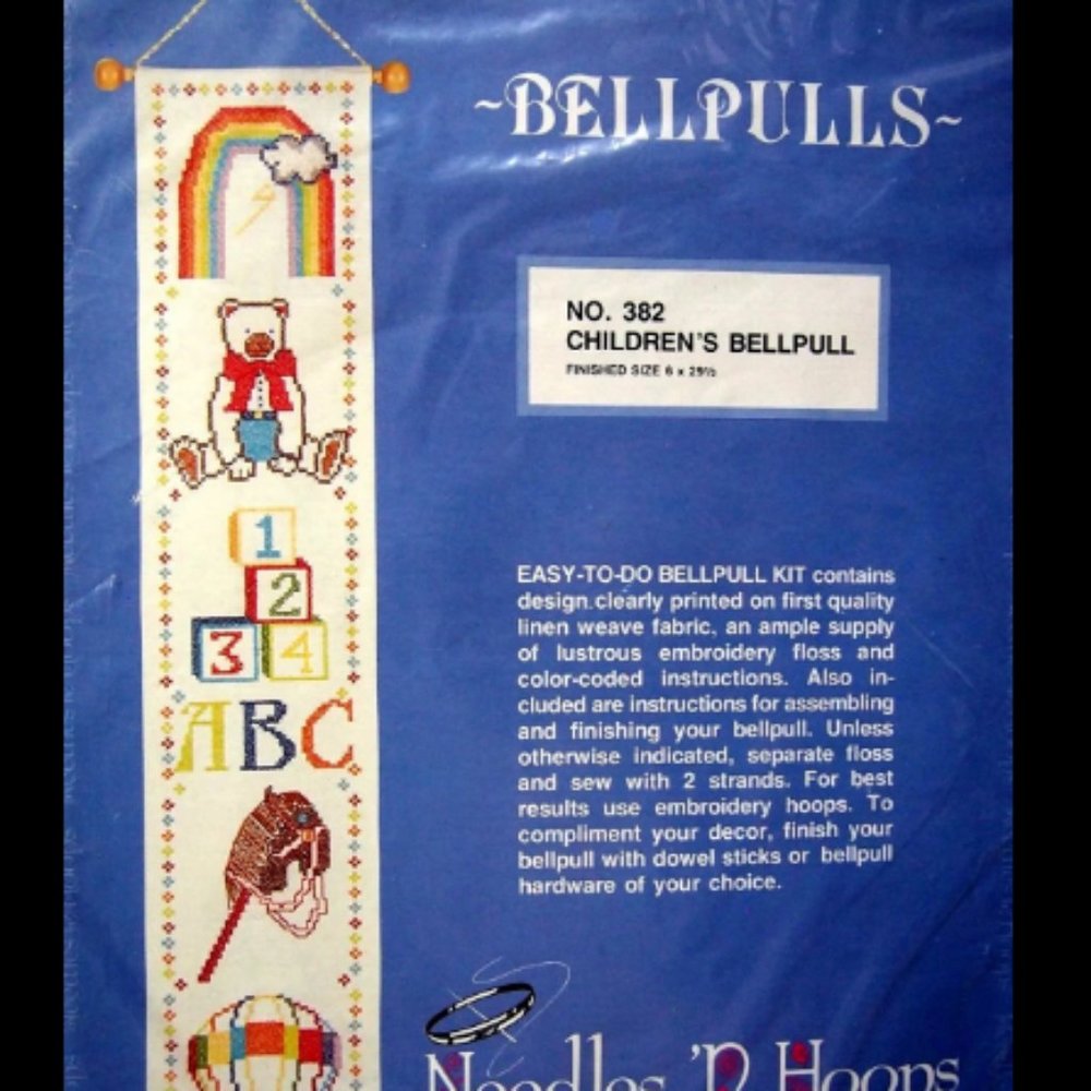 Vintage Children's Bell Pull No. 382 By Needles 'N Hoops Stamped Cross Stitch
